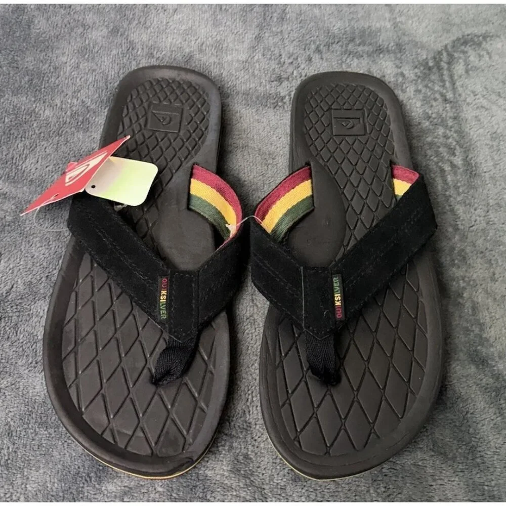 Quiksilver Men’s Bali Thong Sandal Black Size 8 New